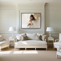 "Heaven's Embrace- Jesus Christ Cradling a Baby" Jesus with Baby Painting for Nursery, LDS Artwork