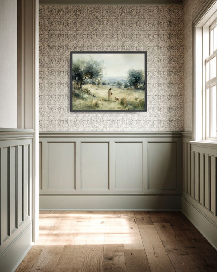 "The Shepherd Walks Beside Me," Jesus Christ with Sheep Artwork, Christian Wall Art, Framed LDS Art, Modern Christian Art, Jesus and the One Sheep