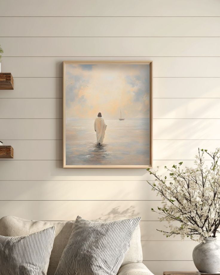 "Upon the Waters  – Jesus Christ Walking on Water" Jesus Christ Art Print, Christian Artwork, LDS Art Print