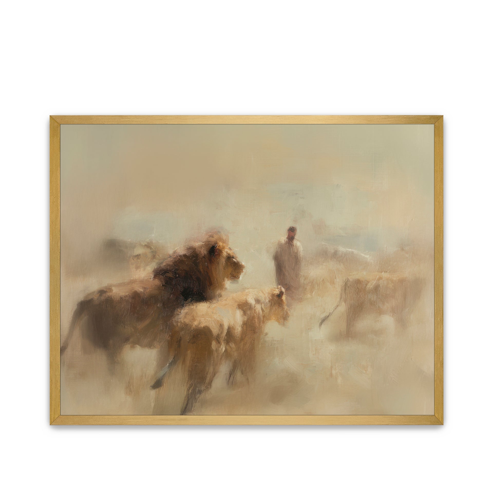 Framed artwork of Daniel with the Lions