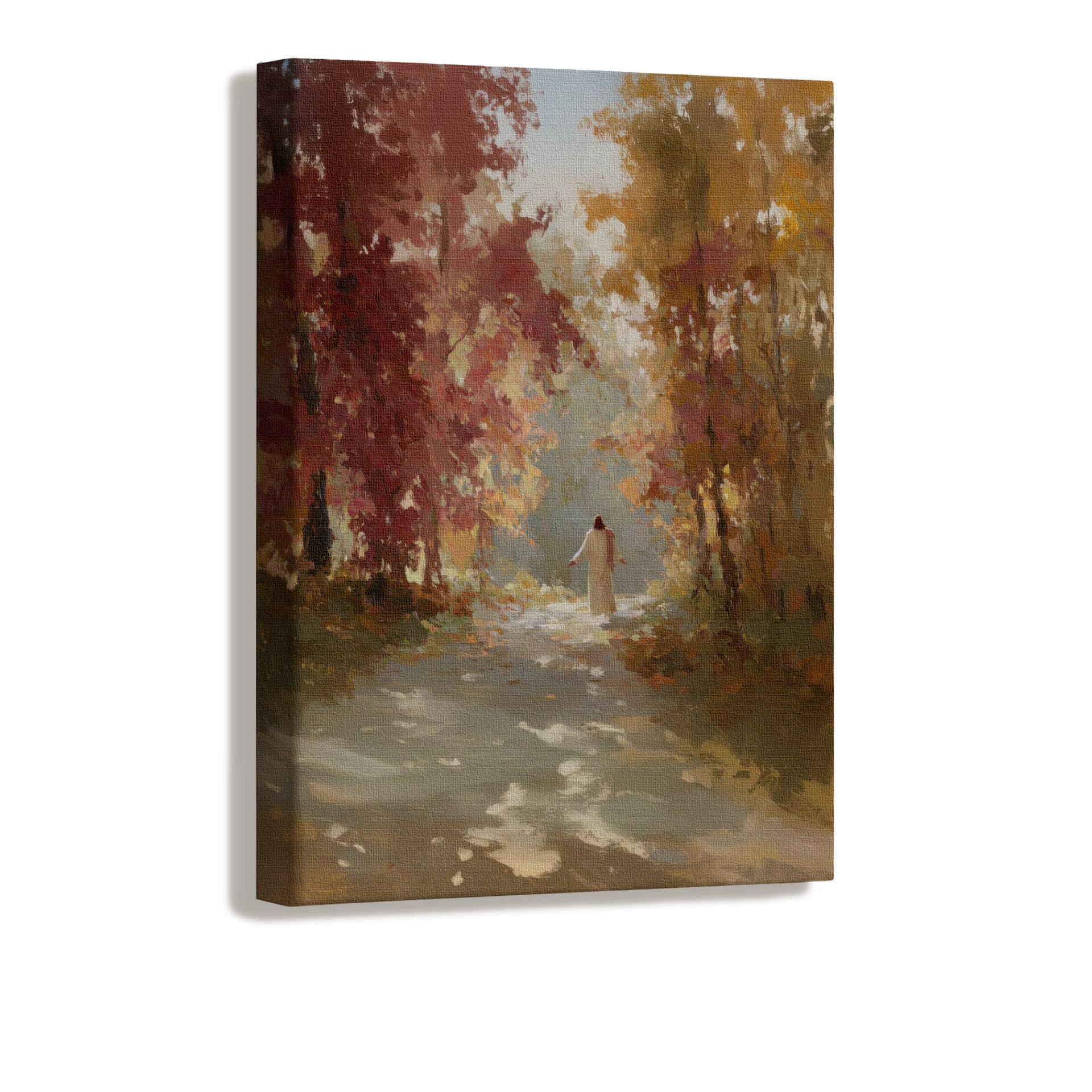 Large Canvas of Jesus Christ with Fall Leaves