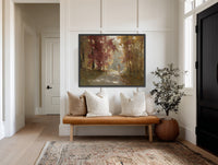 "The Autumn Path," Jesus Christ Artwork, Christian Art Print, LDS Wall Decor, Jesus Christ Fall Leaves Path Wall Art Print, Framed Canvas Print