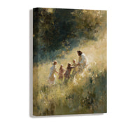 "Let the Children Come," LDS Art, Jesus Christ with Children, Christian Wall Art, Framed LDS Art, Modern Christian Art, Jesus Gathering Kids