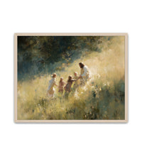 "Let the Children Come," LDS Art, Jesus Christ with Children, Christian Wall Art, Framed LDS Art, Modern Christian Art, Jesus Gathering Kids