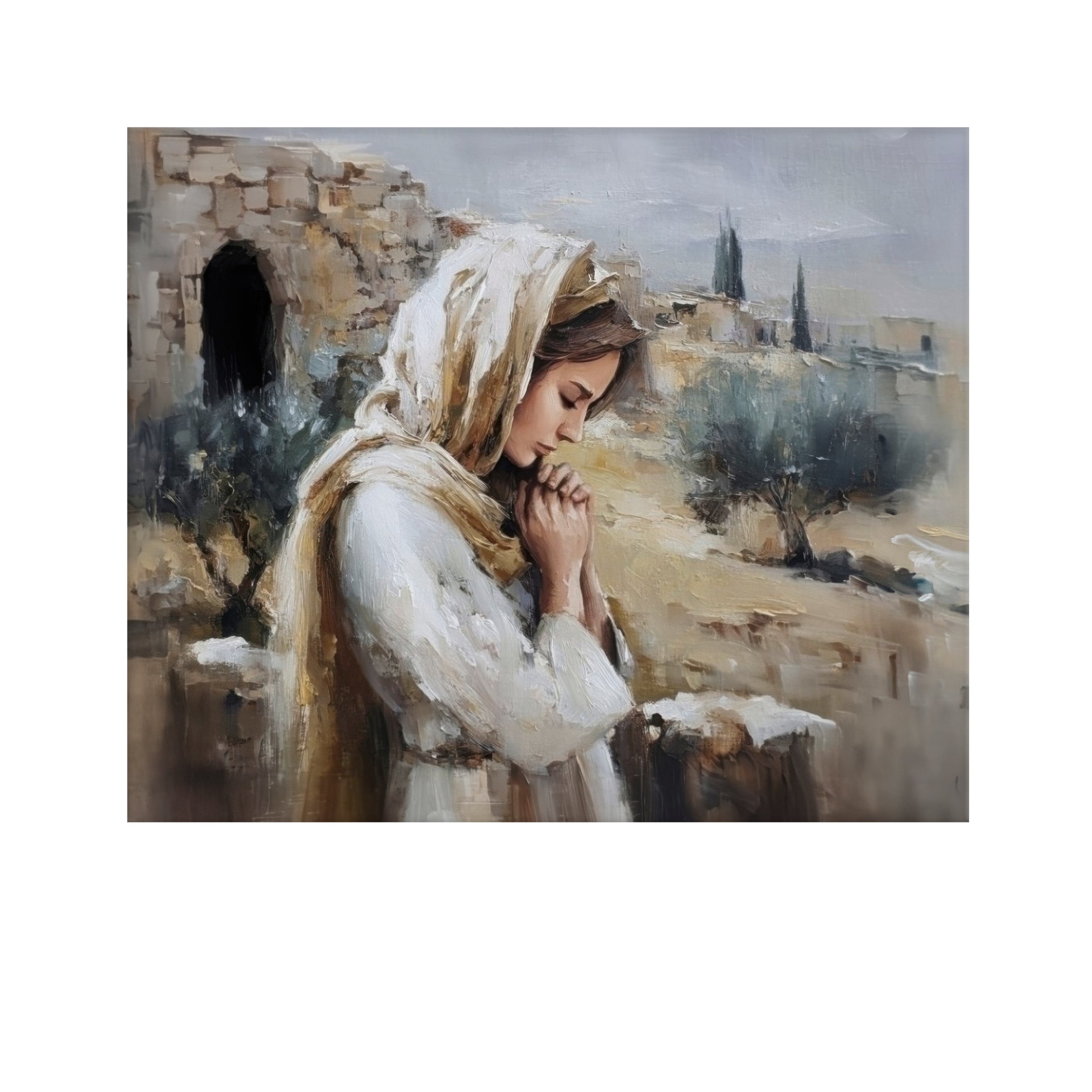 Christian art of Mary Magdalene at the empty tomb of Jesus
