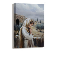 Mary in the garden on Resurrection morning, facing the tomb