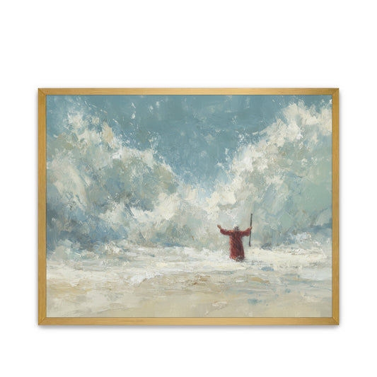 Framed Artwork of Moses Parting Red Sea