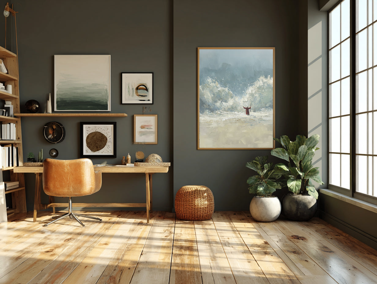 "The Water Divided," Bible Artwork, Christian Wall Art, Large Fine Art Print or Canvas Framed LDS Art, Modern Christian Art, Moses Parting The Red Sea