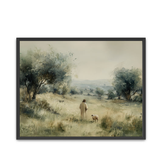 The Shepherd Walks Beside Me Black Frame