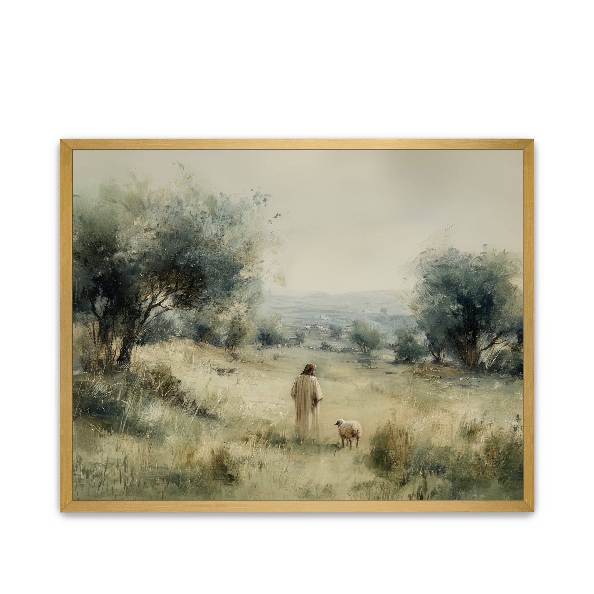 The Shepherd Walks Beside Me Gold Frame