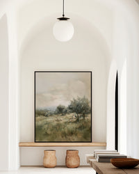 Modern Christian art of Jesus walking among His flock in nature