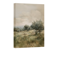 LDS-inspired fine art print of Jesus as the Good Shepherd in a pastoral landscape