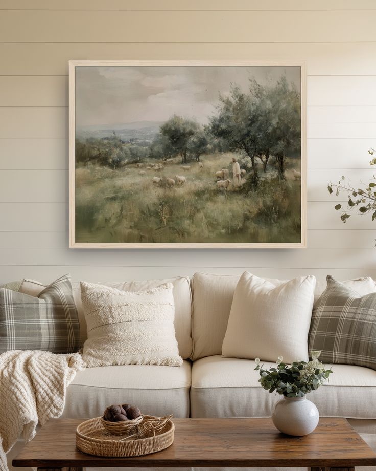 "Watched and Loved- Jesus Christ with the Sheep" Christian Wall Art of Jesus with Sheep, Fine Art Print or Canvas, Faith-Based Home Decor, LDS Artwork