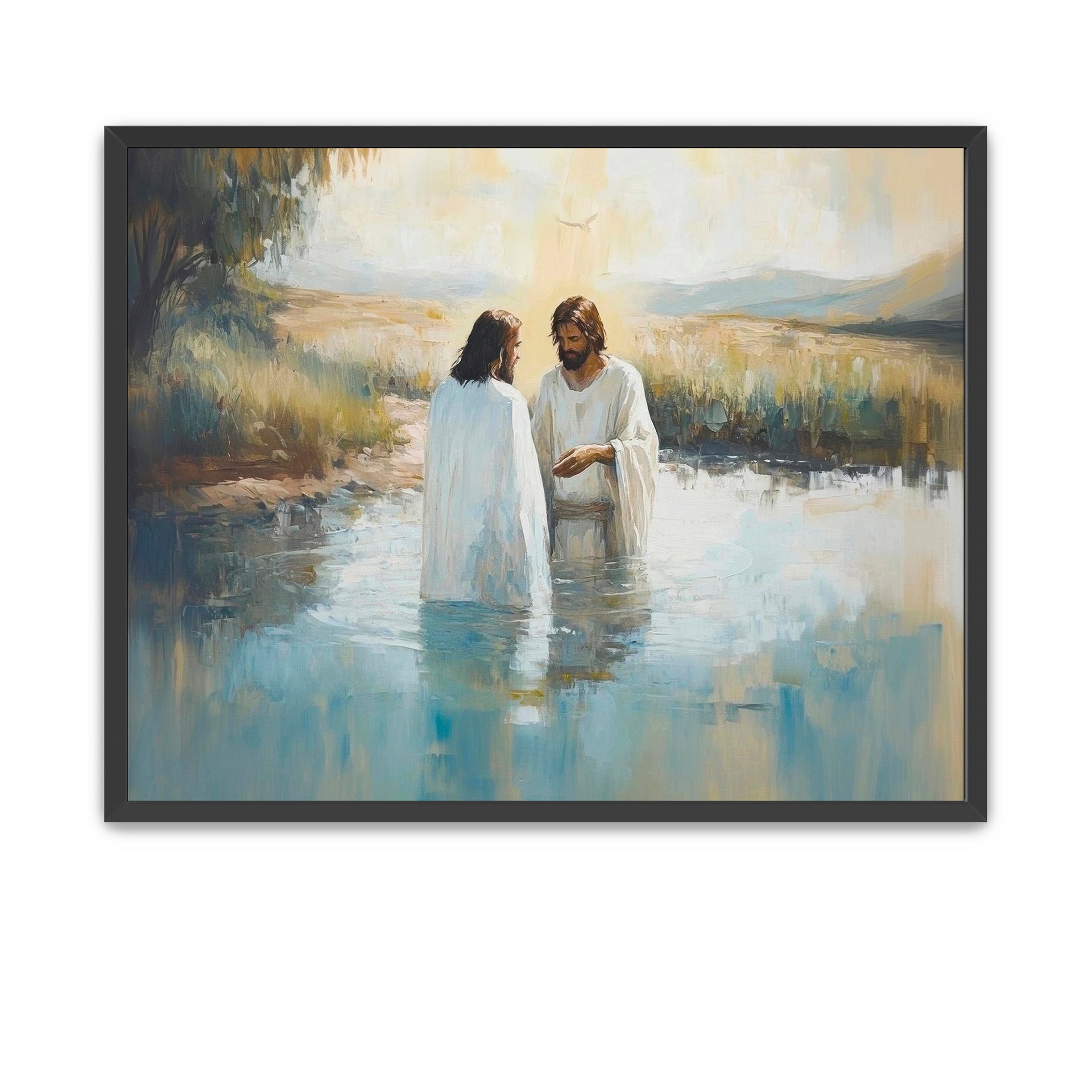 LDS artwork of Jesus being baptized in a sacred moment