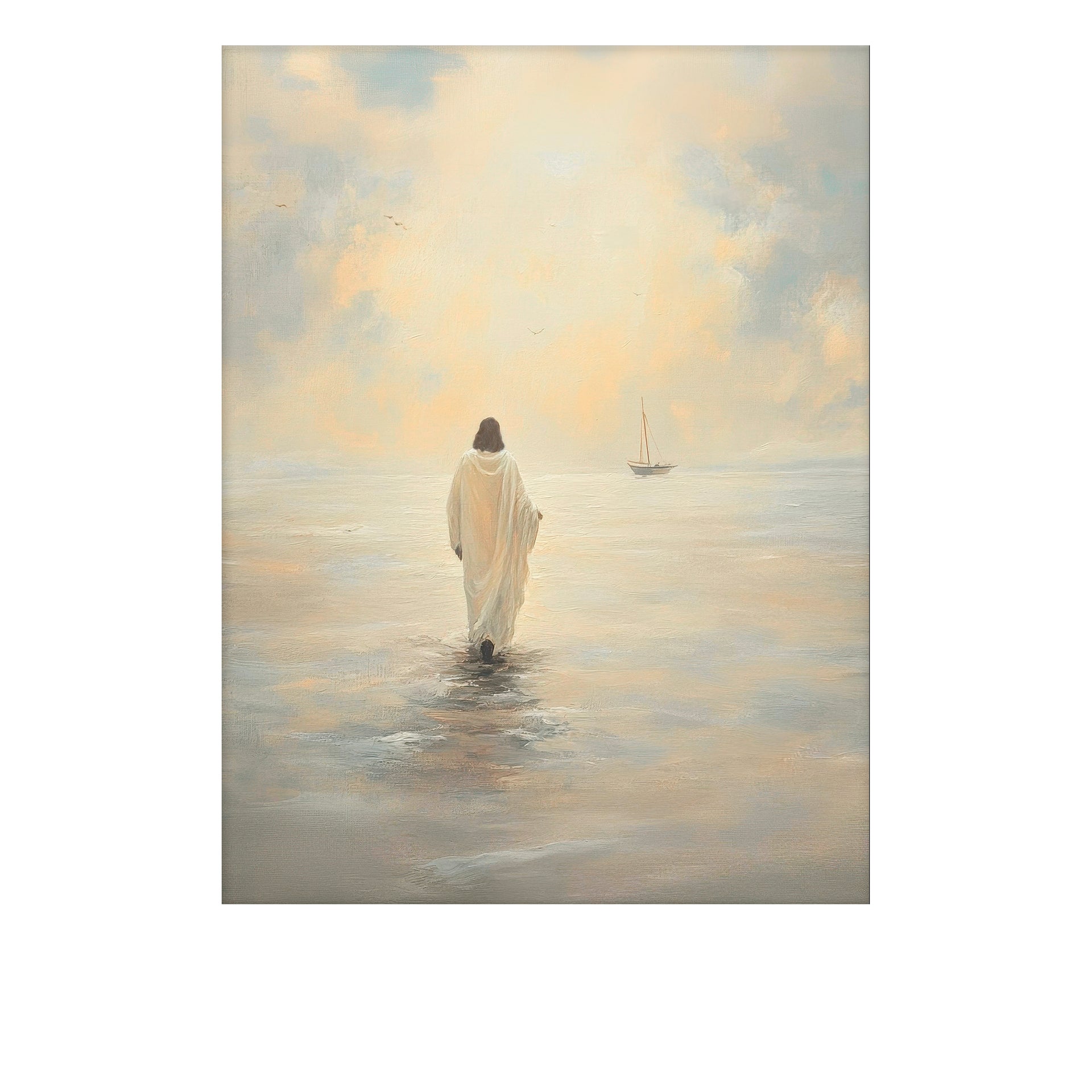 LDS artwork of Jesus on the water muted tones