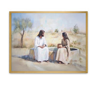 Biblical scene of Jesus offering living water to the woman at the well