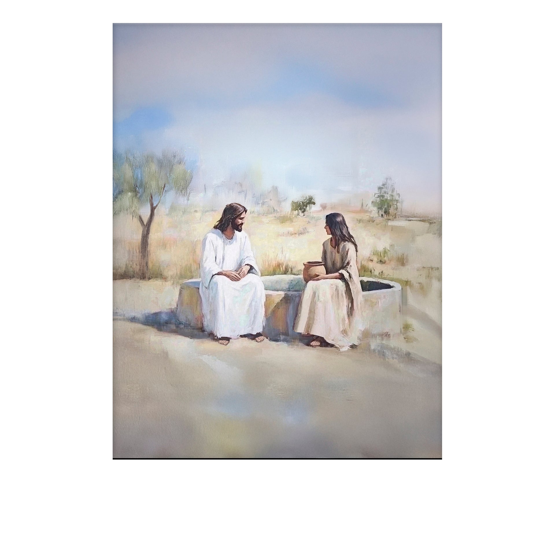 The woman at the well listening to the Savior’s words