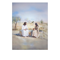 The woman at the well listening to the Savior’s words