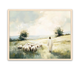 Jesus Christ surrounded by sheep in a peaceful green meadow