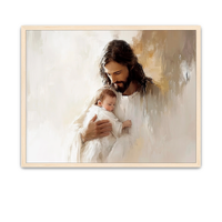 Jesus embracing a newborn child in quiet tenderness