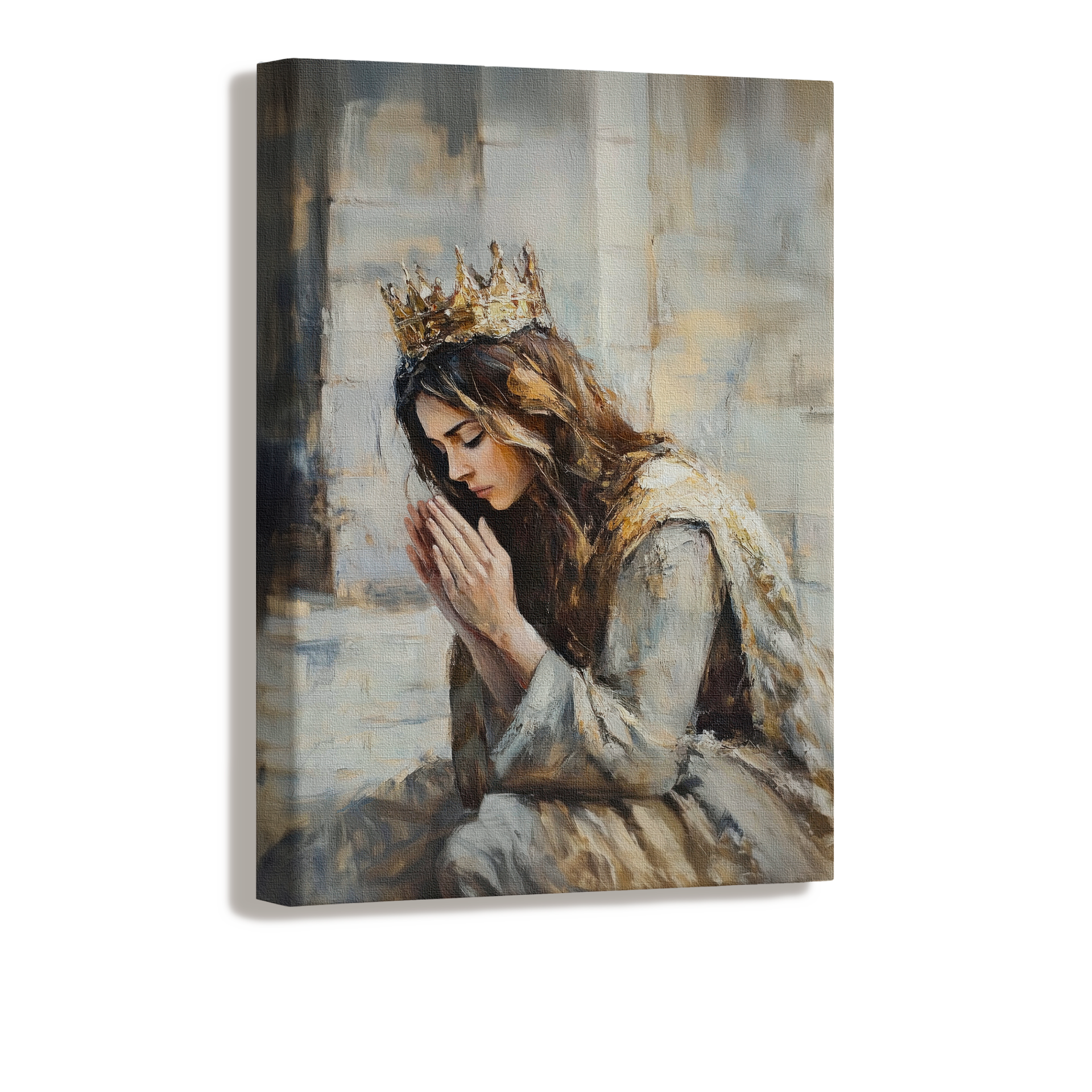  Emotional artwork of Esther kneeling in prayer before making her bold decision