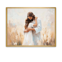 Christ gently holding a young brown-haired girl