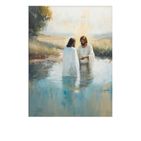 Peaceful depiction of Christ’s baptism and the descending dove