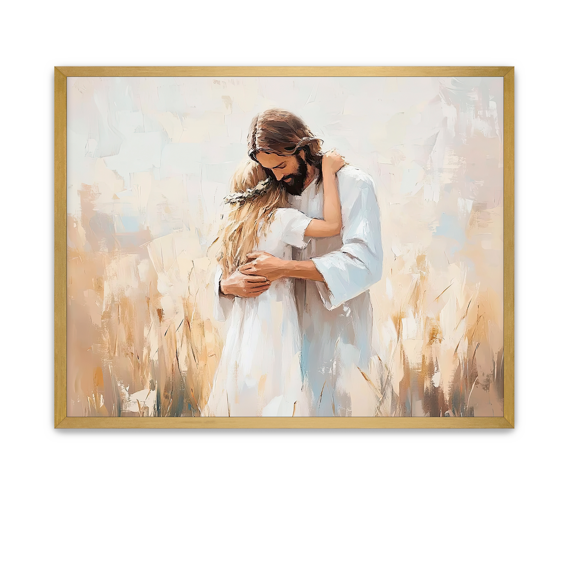 Christ embracing a young girl with love and tenderness