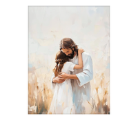 Christ embracing a brown-haired child with kindness and care