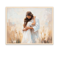 The Savior comforting a child with brown hair in His arms