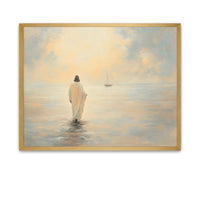 Spiritual painting of Christ walking on water 
