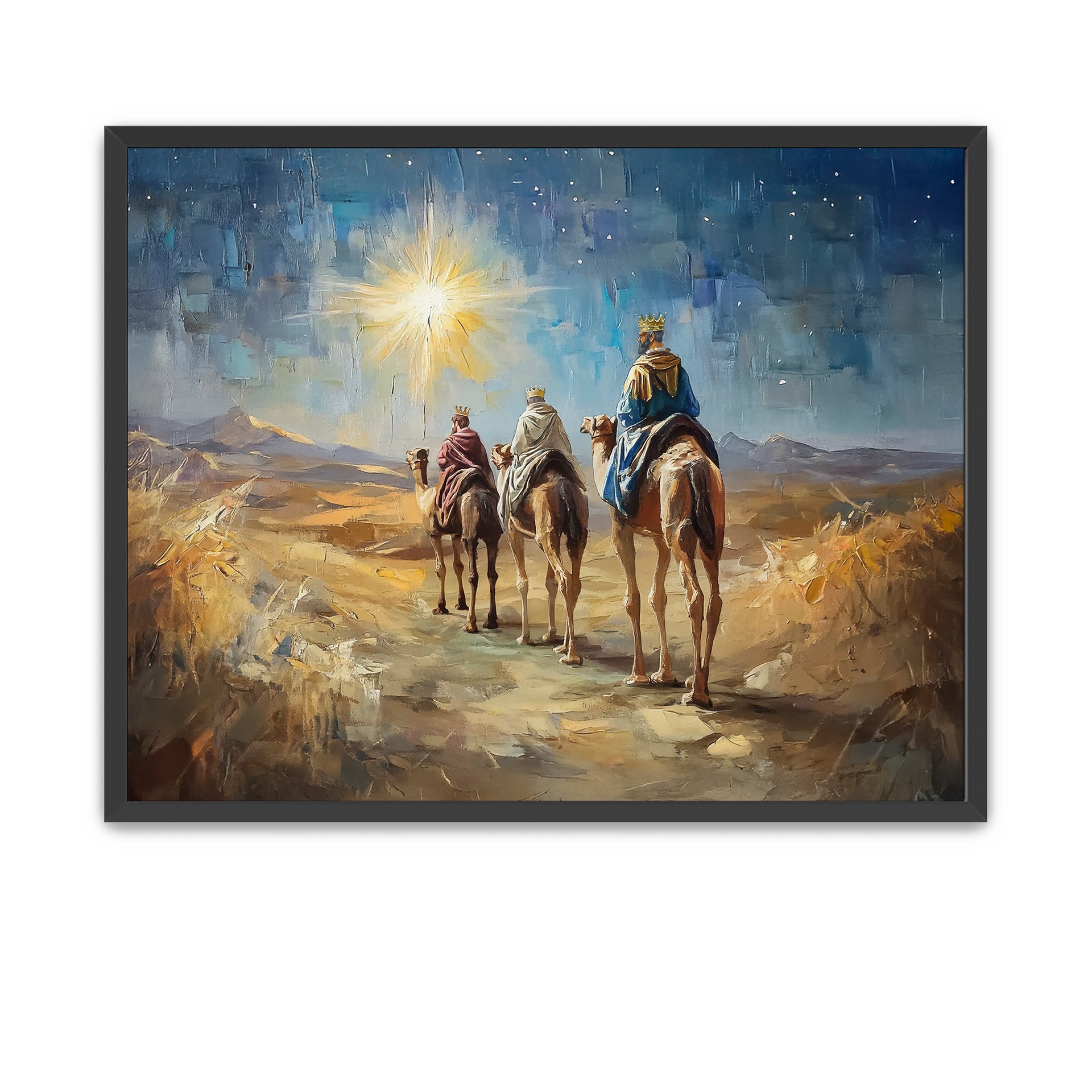  Night scene of the Magi journeying toward Bethlehem led by a bright star