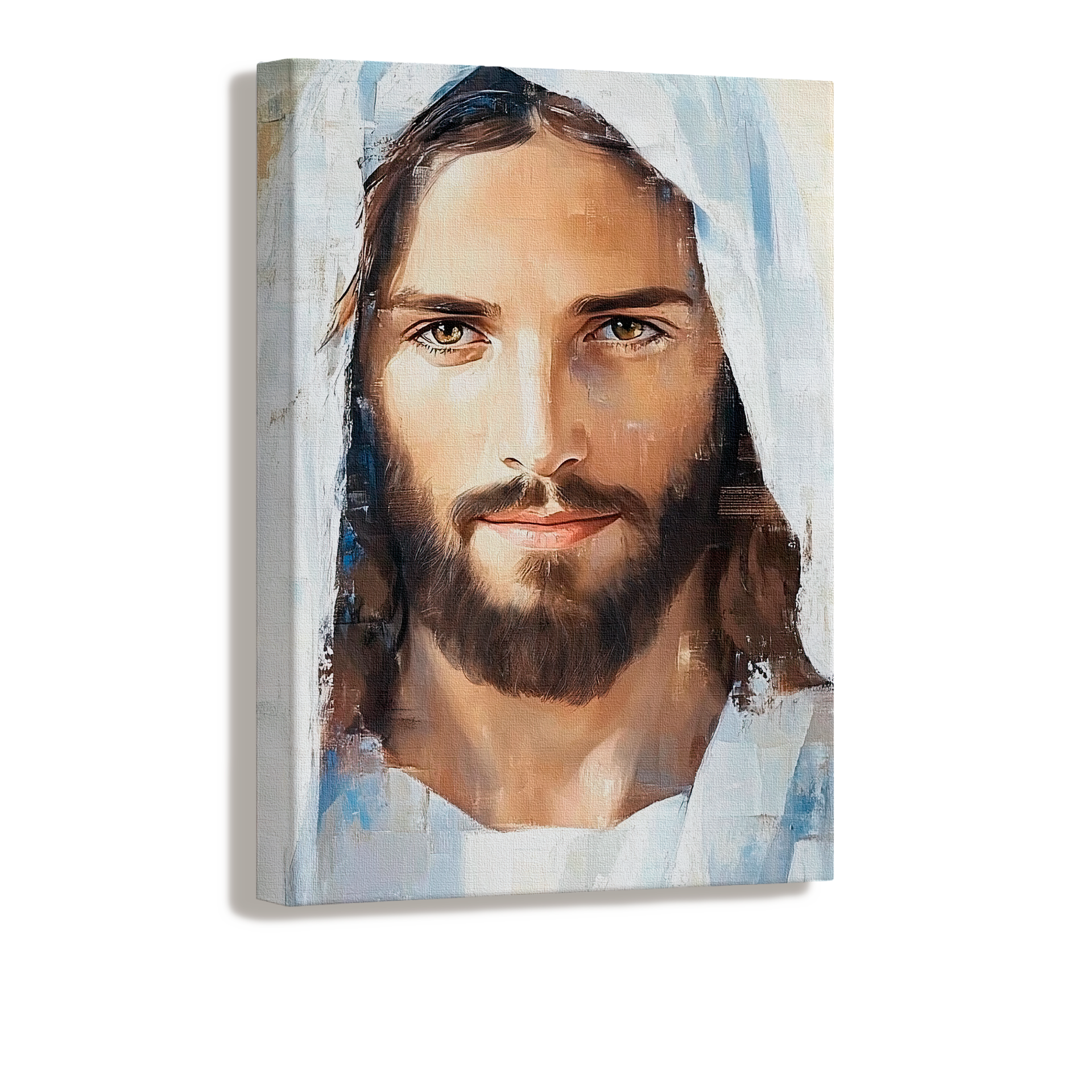 Close-up painting of the Savior’s calm and kind gaze