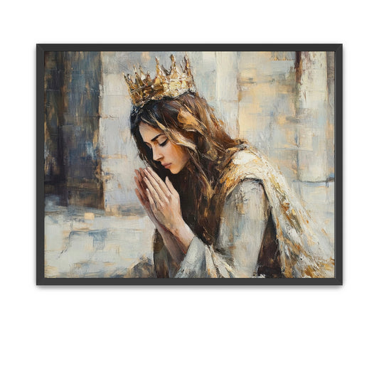 Portrait of Esther from the Bible with a golden crown, inspired by her famous words