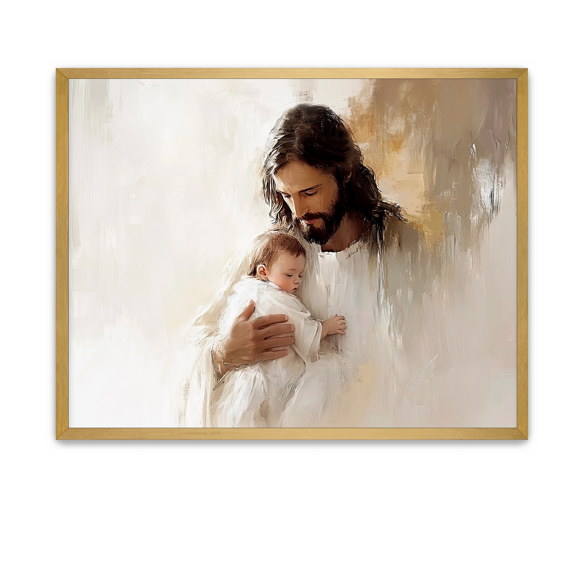 Christ with a peaceful infant wrapped in His robes