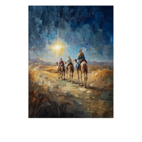 Night scene of the Magi journeying toward Bethlehem led by a bright star