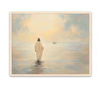 Jesus walking across waves in a moment of divine power