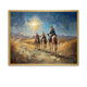 Christian artwork showing the Three Wise Men walking with gifts under a glowing sky